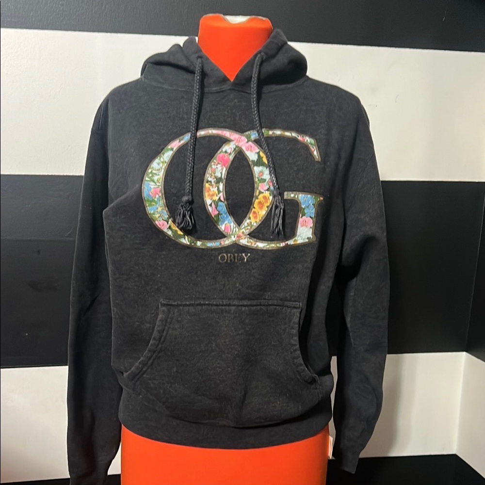 Obey Black Hoodie with Floral OG Emblem